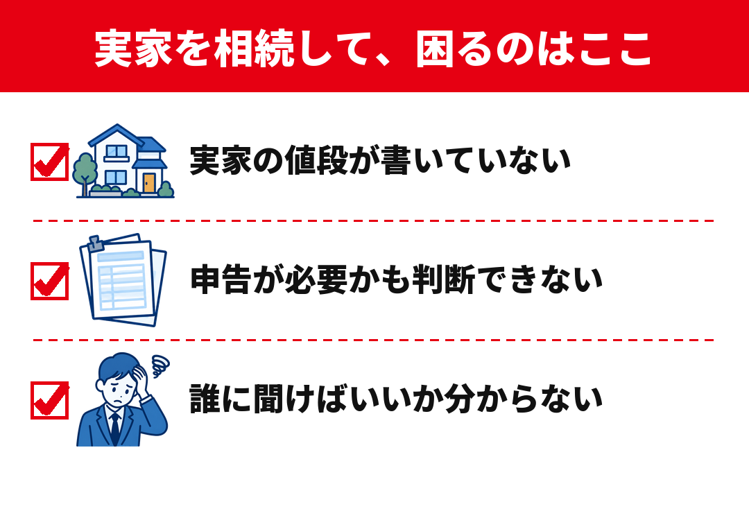 実家の相続でよくある3つの不安｜土地と建物を相続した・税金が心配・納税額の見当がつかない